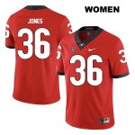 Women's Georgia Bulldogs NCAA #36 Garrett Jones Nike Stitched Red Legend Authentic College Football Jersey WIE8654EJ